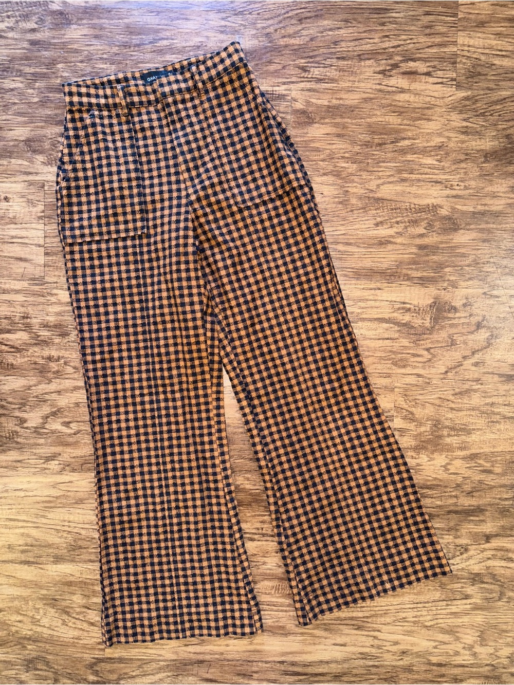 Ghanda wide leg flare Stockholm check pants